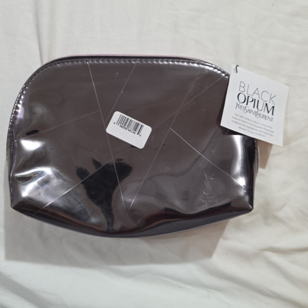 Yves Saint Laurent Metallic Black Opium Toiletry Pouch Purse Bag